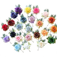 Rangkaian Bunga Pernikahan Sutra Buatan Tangan Gaya Eropa Mawar Buatan untuk Perayaan Bisnis Boutonniere & Corsage Pergelangan Tangan