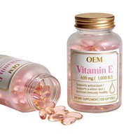 Vitamine E 100% naturelle 600 mg Capsules pour adultes Visage Cheveux |   Complément alimentaire sans parabène pour renforcer l'immunité, qualité alimentaire, marque privée, 120 unités, GMP