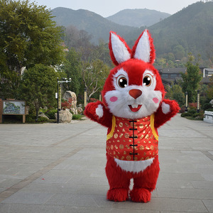 Funny Halloween Inflatable Rabbit Suit New Year Inflatable Mascot Rabbit Cartoon Costume Adult