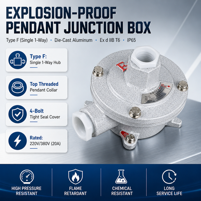 AH-IIB/Type F, Single Hanger Type IP65 Enclosure  Electrical Explosion Proof Aluminium Steel Round Terminal Junction Boxes