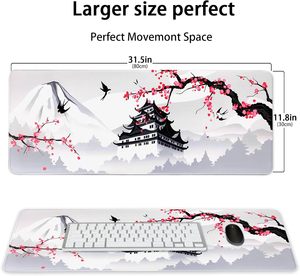 Özel Japon Kiraz Çiçeği <span class=keywords><strong>Mousepad</strong></span>'i Oyun İçin Kaymaz Kauçuk Su Geçirmez Büyük Mouse Pad Dikişli Kenarlı - Product Image 3