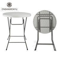 Table Haute Ronde Pliante de Bar à Cocktail en Plastique Blanc, Qualité Supérieure, Hauteur 80 cm, Idéale pour Banquets, Fêtes, Bistros et Événements