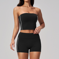 Ensemble de yoga et de pilates 7 pièces color-block personnalisé pour femme, avec haut tube froncé tendance et respirant en tissu brossé