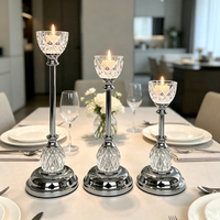 Supports de bougies modernes en fer électroplaqué et cristal, bougeoirs en verre transparent, vendus séparément ou en ensemble complet