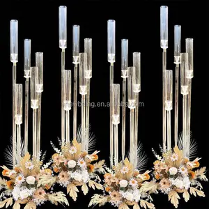 Rõ ràng nến chủ sở hữu đám cưới nến candelabrum hoa đứng Acrylic candelabra trung tâm