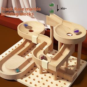 Pista de bolas para niños, bloques de construcción, juguete para niñas, niños, ensamblaje de rompecabezas, canicas, desarrollo de inteligencia, tobogán de tubo de madera - Product Image 2