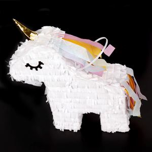 Decoraciones Mágicas para Fiestas de Cumpleaños, Piñata de Papel de Unicornio Blanco de 16 Pulgadas con Cabello y Cola Multicolor para Niños - Product Image 3