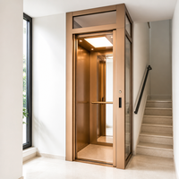 Ascenseur domestique compact à goulotte étroite, couleur or rose, pour villa, certifié CE ISO9001