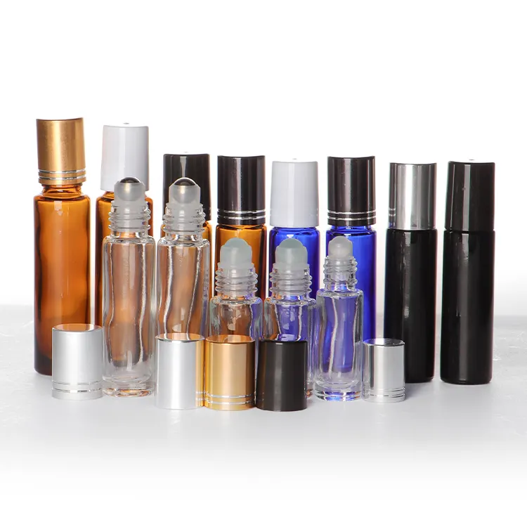 Wholesale 6ML 8ML 10ML transparent clear glass perfume bottle with aluminium cap roll on bottle