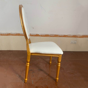 Sedia da Matrimonio in Metallo Dorato di Lusso per Ristoranti <span class=keywords><strong>e</strong></span> Banchetti con Schienale Rotondo - Product Image 2