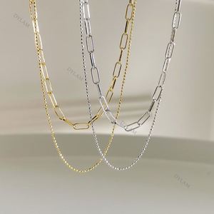 Dylam 18K Gold Plated S925 Silver Vermeil Double Layer Link <b>Bead</b> Jewelry Sterling Silver 925 <b>Large</b> Paperclip Chain Necklace - Product Image 4