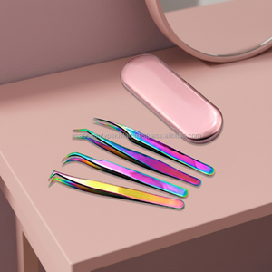 ASAP Eco-friendly Stainless Steel Eyelash Tweezers Rainbow Color 70-90 Degree Bend 10mm Length Smooth Tip Private Eyelashes - Product Image 3