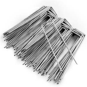 100 पीसी ब्लैक लैंडस्केप स्टेपल + 100 पीसी बफर वॉशर, 6 इंच 11 गेज गार्डन दांव स्टेपल - Product Image 4