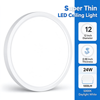 Plafonnier LED Rond Encastré 12 Pouces 24W 5000K Blanc Lumière du Jour Sans Scintillement CRI80+ 120V ETL FCC Chambre à Coucher