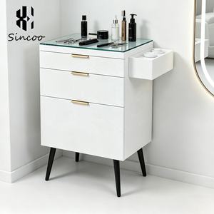 Luxury Modern Commercial Salon <b>Trolley</b> Cart MDF Solid Wood Texture Easy Moving Extra Large Professional Styling <b>Tool</b> Cabinet - Product Image 1