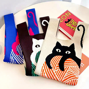 Sac seau tissé pour femme, ouverture supérieure, doublure en polyester doux, sac à main à bandoulière avec poche pour téléphone, imprimé vache à carreaux, sac fourre-tout décontracté - Product Image 3