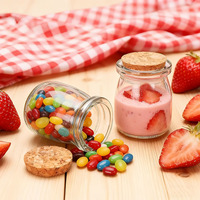 Mini pots en verre de 100 ml pour yaourt, avec couvercles en liège, pots à pudding en verre, récipients en verre transparent pour bonbons, confiture, miel, épices
