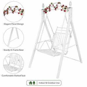 Silla Columpio de Acero para Exteriores, Silla Colgante de Jardín, Asientos Dobles - Product Image 4