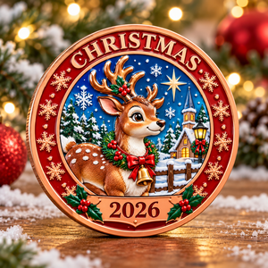 Manufacturer Custom Zinc Alloy <b>Christmas</b> Challenge Coin Double Sided Glitter Enamel Metal Souvenir <b>Christmas</b> Copper Coins - Product Image 6