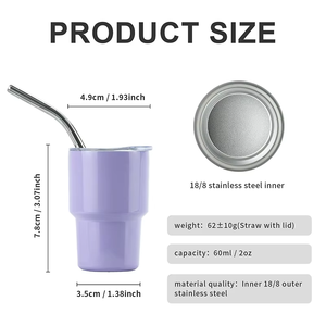 Mini-gobelet isotherme en acier inoxydable de 2 oz et 3 oz avec couvercle à paille, tasse à shot portable pour fêtes, voyages et cadeaux - Product Image 3