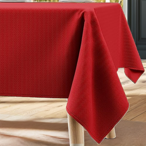 Nappe de table rouge tissée 100% coton, couleur unie, rectangulaire, lavable, pour hôtel, restaurant, mariage et usage domestique - Product Image 2