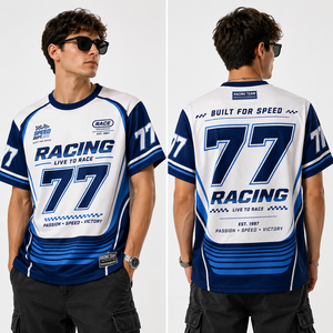 Camiseta Deportiva Personalizada para Hombre, Diseño de Competición, Impresión Completa, Logotipo del Equipo Personalizado, Número, para Fanáticos de las Carreras - Product Image 3
