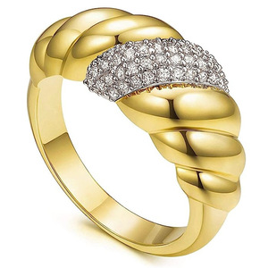 Vintage <b>Croissant</b> Pave <b>Ring</b> for Women Elegant Fashion Finger Jewelry - Product Image 1