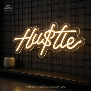 Enseigne néon LED « Hustle » – Décoration murale motiver pour la maison, le bureau, la chambre, la salle de sport, la « man cave » – Enseigne lumineuse - Product Image 2