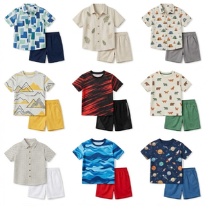 Wholesale Liquidation Children's Summer Sets Mixed Prints T-<b>Shirt</b>/Vest Shorts Breathable Cotton Mixed Size Clearance - Product Image 2