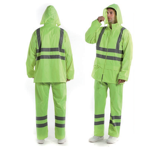 HPR0129 Customized Workers Cleaners City <b>Management</b> Uniforms High Vis Fluorescent Green Color Reflective Rain <b>Coat</b> - Product Image 1