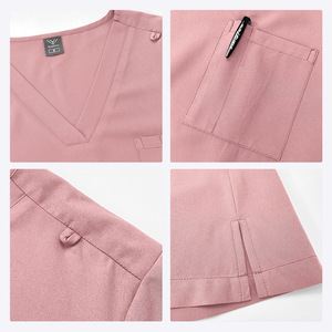 Spandex antiarrugas salón de enfermería uniforme mujeres hombres médico Scrub Set cuello en V Jogger Hospital personalizado Scrubs venta al por mayor 2025 - Product Image 5