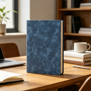 Cuaderno de Tapa Dura A5, Imitación Piel, Cubierta Azul - Product Image 4