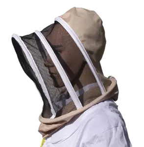 Foldable Beekeeper hat Yellow White Apricot Bee Protective Hat With Veil Bee Hat