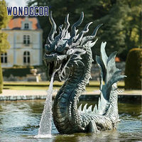 Fontaine d'eau classique en bronze, sculpture de dragon, fontaine d'eau en laiton, statue pour jardin extérieur
