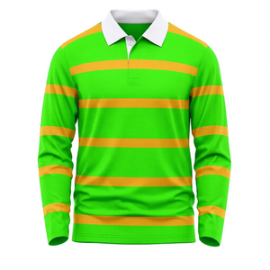 Camiseta de Rugby Unisex de Manga Larga a Rayas 100% Algodón, Ropa Deportiva que Absorbe la Humedad, Cuello Camisero, Ajuste Personalizado - Product Image 6