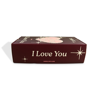 Boîte cadeau personnalisée en gros, couleur bordeaux, avec couvercle rabattable, doublure rose, impression romantique pour cadeaux floraux