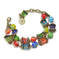 Vente chaude Personnalisé Arc-En-Coeur Charme Bracelet Millefiori Bijoux Amour Coeur Bracelet Bijoux En Verre De Murano Bracelet Pendentif En Verre