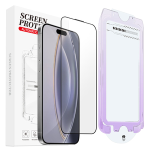 ฟิล์มกันรอยคุณภาพสูงสำหรับ iPhone 16 ซีรีส์ แบบเต็มจอ พิมพ์ลายไหม ใส ทำจากกระจกนิรภัย พร้อมอุปกรณ์จัดตำแหน่งอัตโนมัติ - Product Image 1
