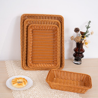 Panier de Rangement Moderne Rectangulaire en Plastique, Imitation Rotin, pour Aliments - Approvisionnement d'Usine pour Supermarché, Produits Secs, Présentation de Fruits