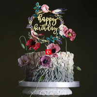 Cercle de fleurs Joyeux anniversaire Pâtisserie équipement Gâteau Topper Golden Sliver Laser Making Cupcake Décoration Gâteau Outils