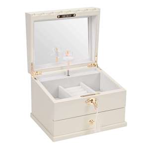 Caja de Música de Lujo para Niñas, Diseño de Princesa Blanca con Llave, Caja de Joyería Personalizada con Forma de Bailarina, Caja Musical para Regalo - Product Image 1