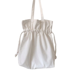 New Design Large Capacity White Cotton Shoulder Custom Logo Blank <b>Canvas</b> <b>Drawstring</b> Tote <b>Bag</b> for Daily Shopping - Product Image 1