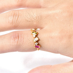Wholesale <b>Crystal</b> Charm <b>Ring</b> Dainty Gold Plated Stainless Steel Colorful Zircon <b>Rings</b> - Product Image 5