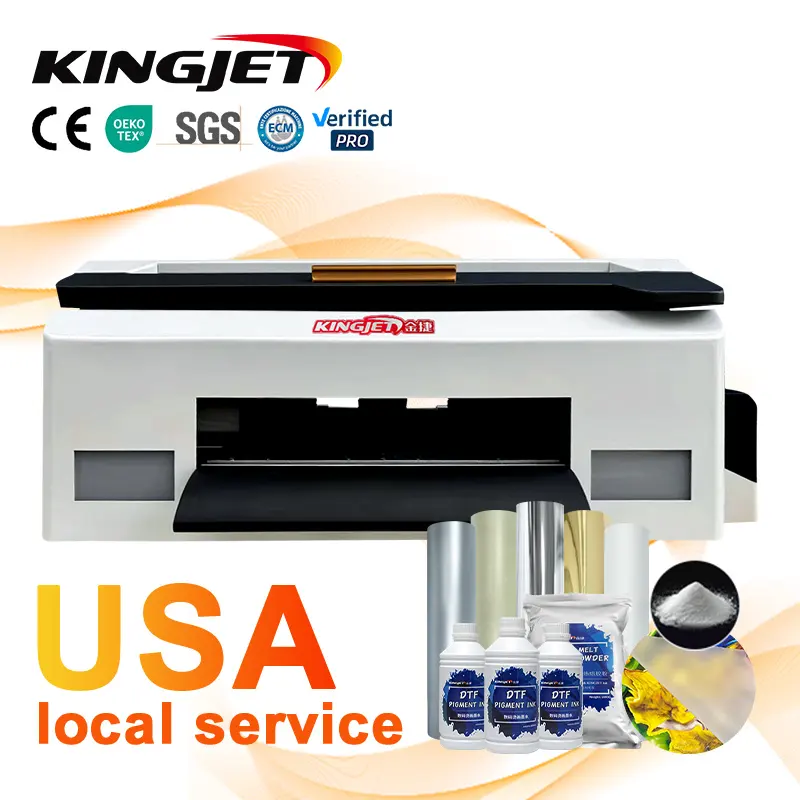 Kingjet a3 dtf printer bundle small mini imprimante t shirt printing machine xp600 dtf heat transfer for t-shirt a3 dtf printer