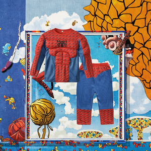 HY <strong>Spiderman</strong> <strong>Kids</strong> Casual Style Halloween Cosplay Set 3pcs Birthday Party Muscle Boy's Hat Pants <strong>Clothes</strong>-Cartoon Pattern - Product Image 3