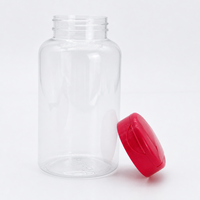 Pot en plastique PET transparent de 500 ml avec bouchon à clapet rouge, bouteille de rangement ronde pour bonbons, noix, épices, fruits secs, emballage