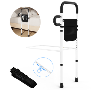 Barres de lit réglables pour la sécurité des personnes âgées, barres d'assistance au lit pour lit double, canne de lit portable pour seniors avec poche de rangement - Product Image 1