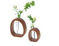 Vase à fleurs en bois massif de noyer, arrangement floral créatif, plante en verre simple, plante hydroponique, mini vase décoratif, cadeau