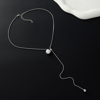 Collier minimaliste en acier inoxydable avec pendentif carré/boule pour femme, simple, long, style lariat, accessoires quotidiens