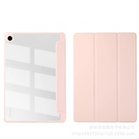 Étui pour Samsung Galaxy Tab A9 Plus, coque arrière rigide transparente avec porte-stylet, étui en cuir pliable à l'avant